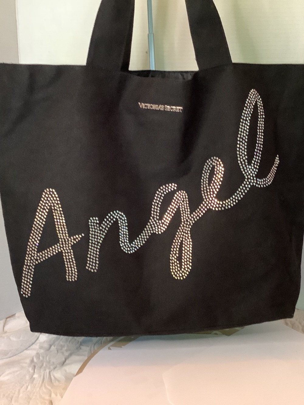 EUC Victoria Secret Angel studded‎ tote black travel overnight